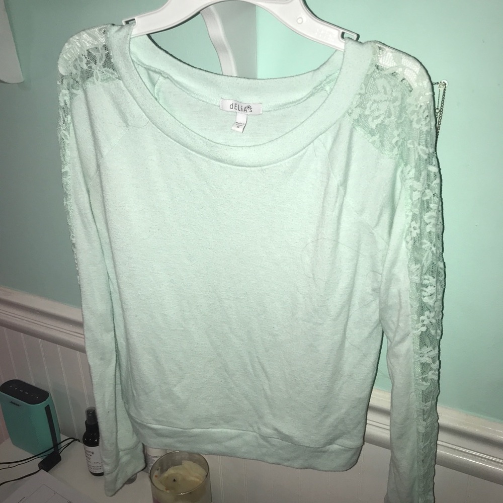 mint green lace top size small